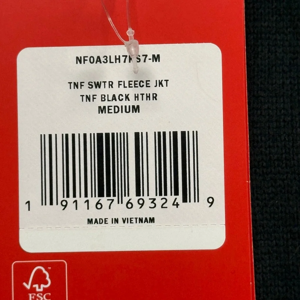 The‎ North Face Mens Black Heather Sweater Fleece Jacket M New With Tags
